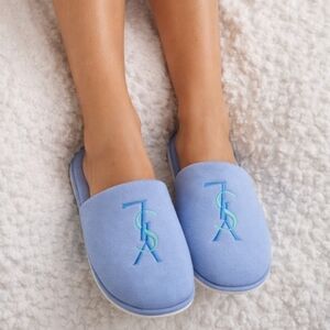 2 Pairs Of Yves Saint Laurent Blue House Slippers/Room Shoes